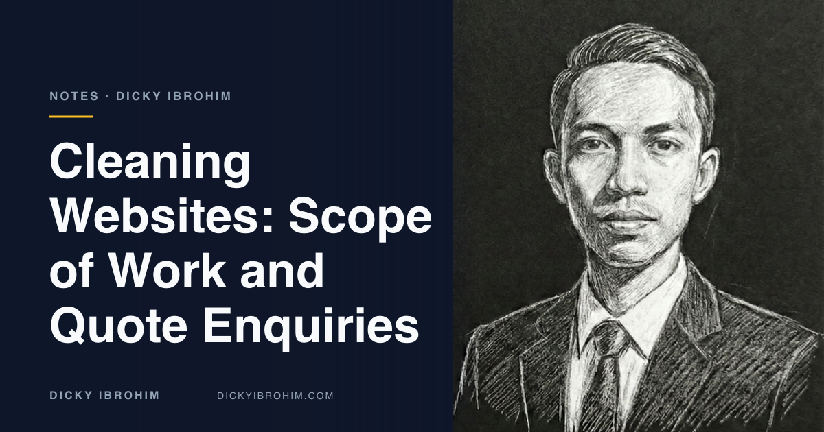 Article cover reading Cleaning Websites: Scope of Work and Quote Enquiries
