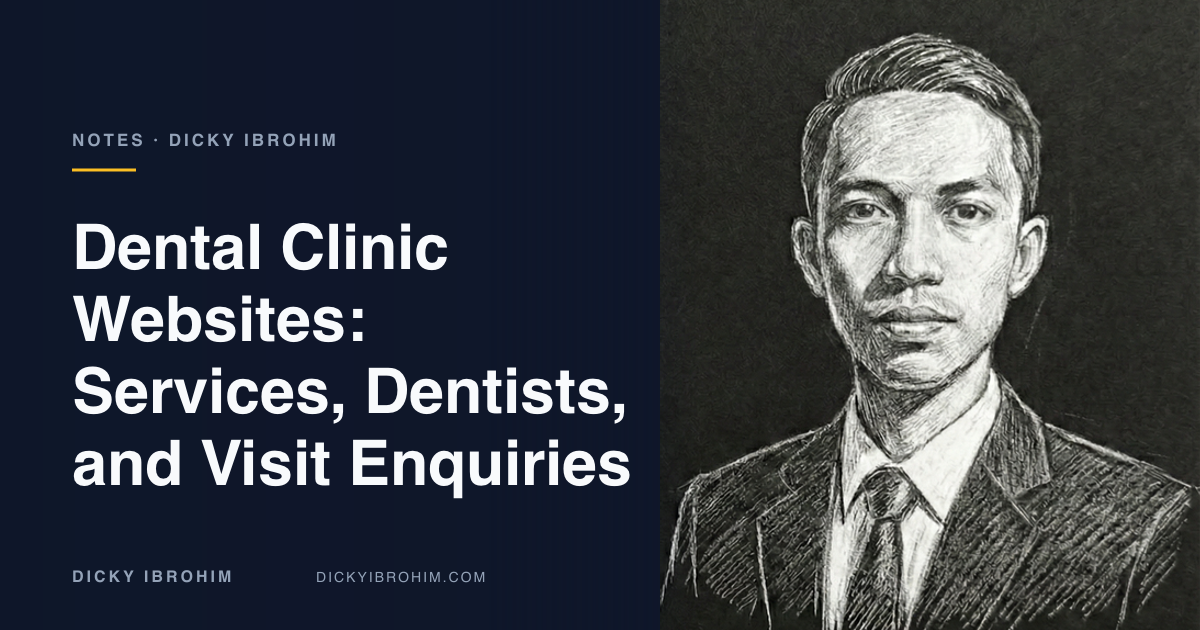 Article cover reading Dental Clinic Websites: Services, Dentists, and Visit Enquiries