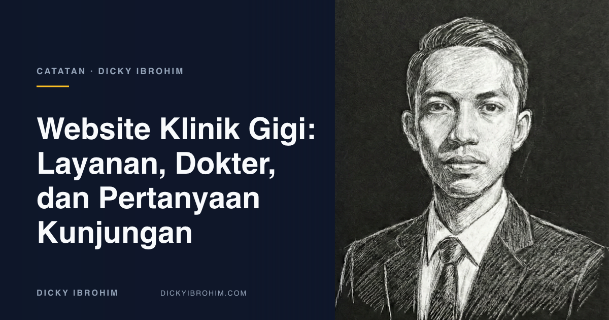 Sampul artikel bertuliskan Website Klinik Gigi: Layanan, Dokter, dan Pertanyaan Kunjungan