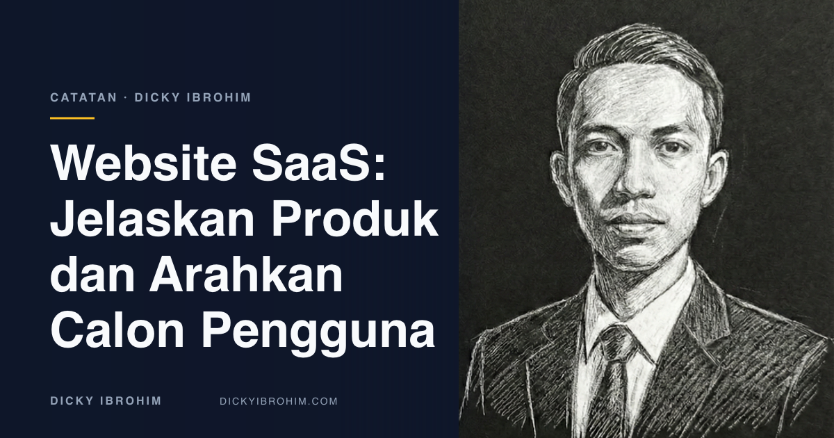 Sampul artikel bertuliskan Website SaaS: Jelaskan Produk dan Arahkan Calon Pengguna